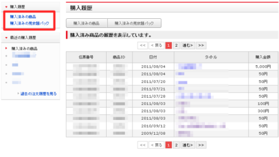 購入済みの商品